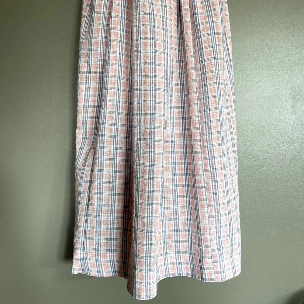 Free People Color Theory Midi Dress Pink Combo Size XS Plaid Backless Sleeveless